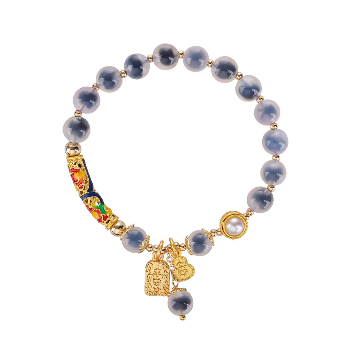 Handmade sugar heart agate bracelet with retro ethnic styling for women