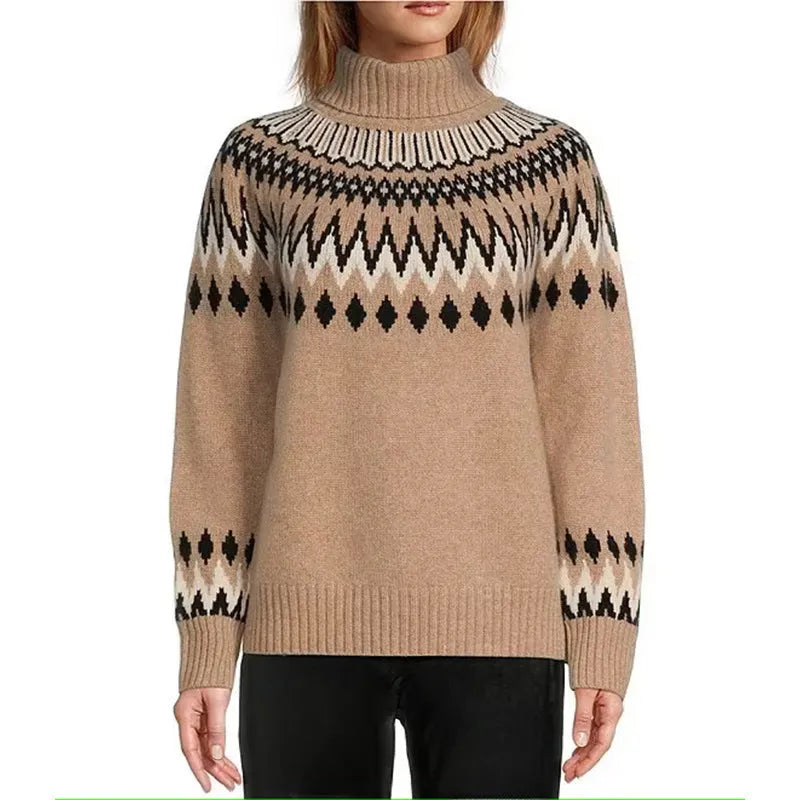Jacquard knitted pullover sweater in acetate fibre, long sleeve, nine colours, sizes S to XXXL.