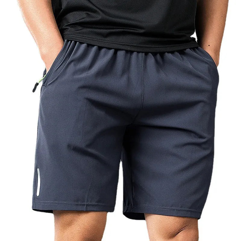 Men's polyester beach casual shorts in solid colour with zippered pocket, Asian sizes M to 8XL, colour Black