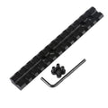 Black aluminium Picatinny scope mount rail for shotgun with Allen key and four mounting screws