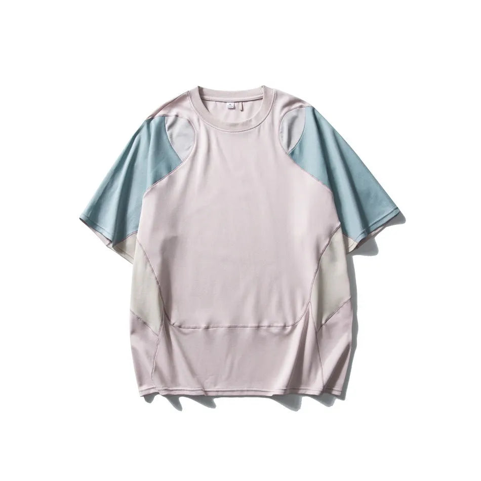 Men's loose fit cotton blend sports T-shirt with short raglan sleeves in solid colour