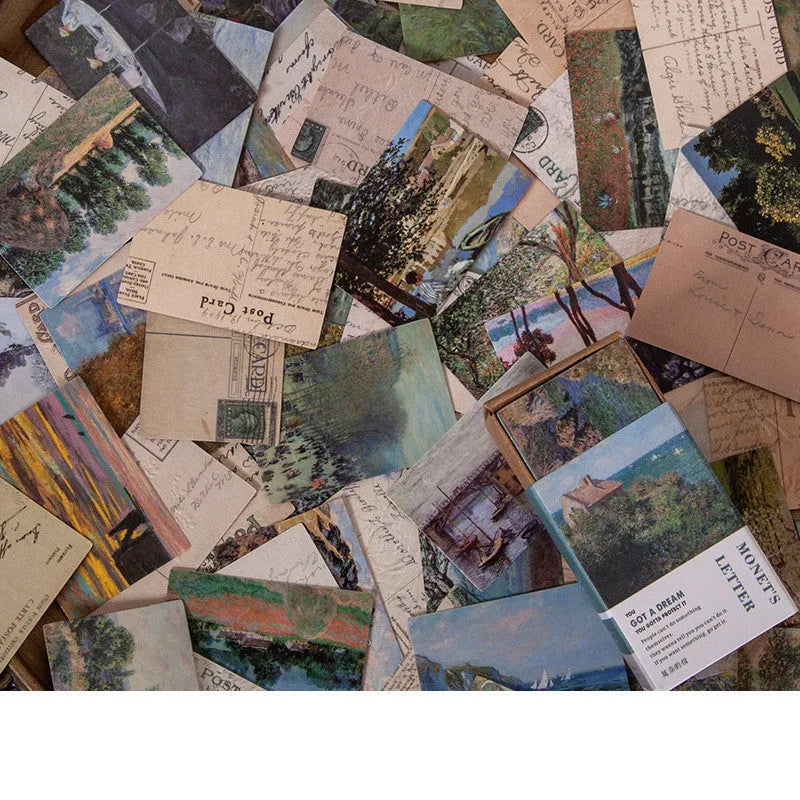 100 retro double-sided mini notes cards in seven vintage colours including antique paper and blossoming flowers designs