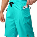 Men's solid colour quick-drying polyester beach shorts in straight cut design