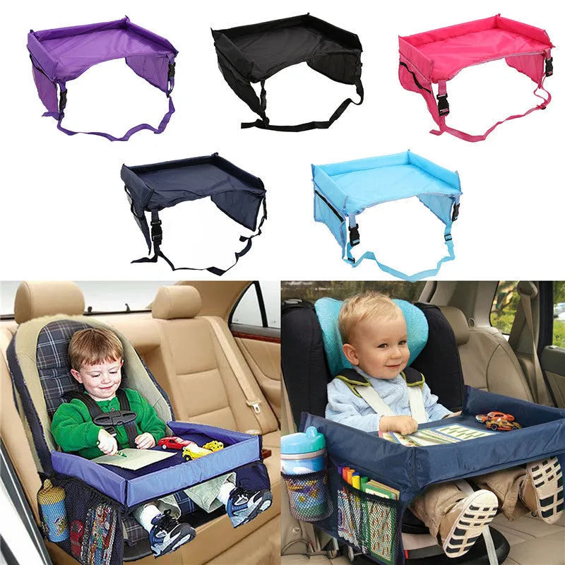 Vehicle-mounted waterproof toy table tray for children in car seat with colour options