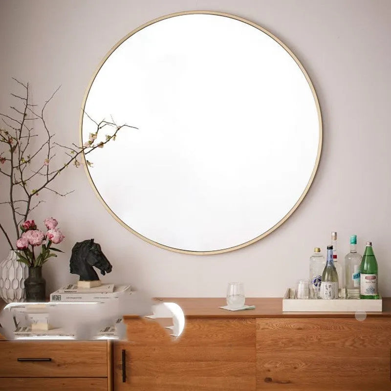 Round metal bathroom wall mirror in black, gold or white colours