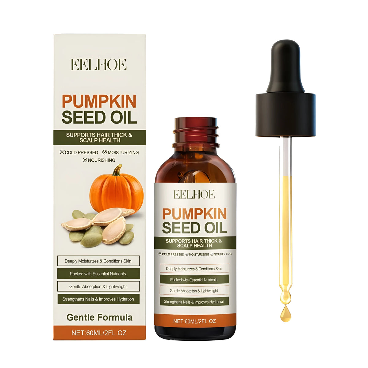 Pumpkin Seed Oil Nursing Oil 60ml bottle with vitamin E and glycerin for topical skincare and massage