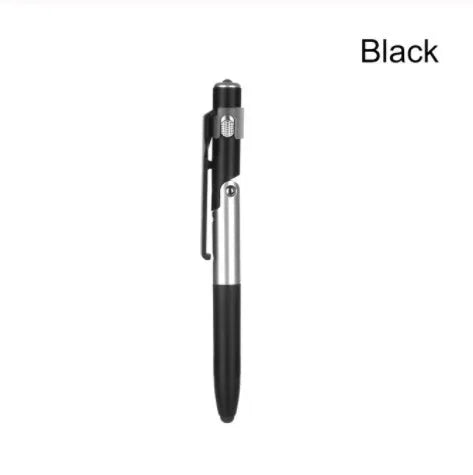4-in-1 folding light pen mobile phone holder showing pen, phone stand, and LED light functions