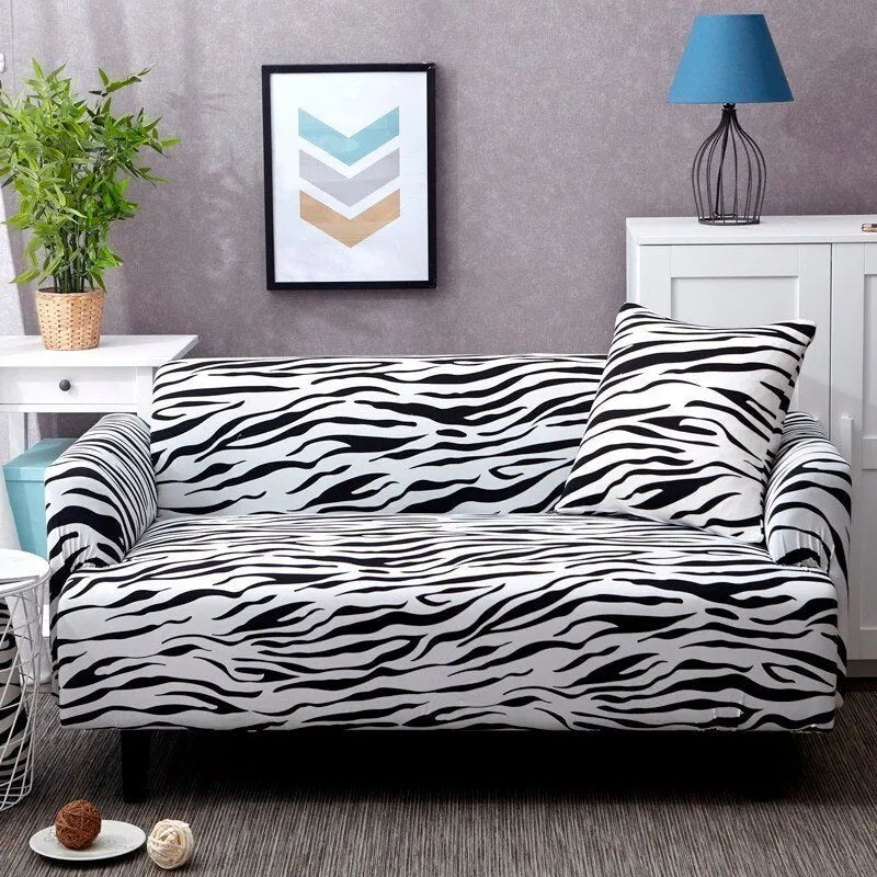 Elastic all-inclusive polyester sofa cover with striped pattern, modern simple style, 15 colours, 1-4 seat models.