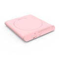 USB powered heating cup pad with mechanical touch controls in pink or white colour options