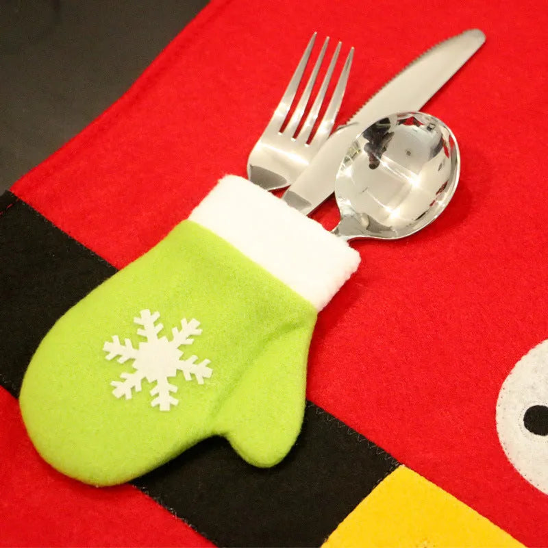 Red brushed fabric Christmas table mat 45x33cm on a dining table