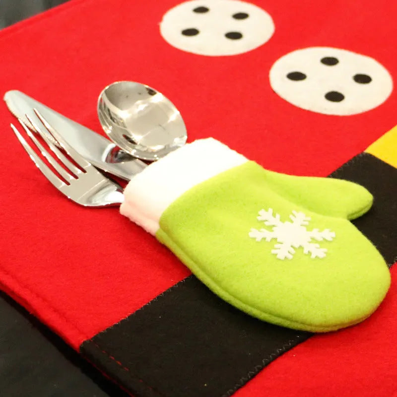 Red brushed fabric Christmas table mat 45x33cm on a dining table