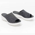 Women's lightweight mesh flat slide sandals in blue, grey and pink, sizes 35 to 43
