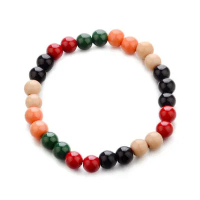 Natural stone beaded bracelet with lava stones for essential oils on wrist