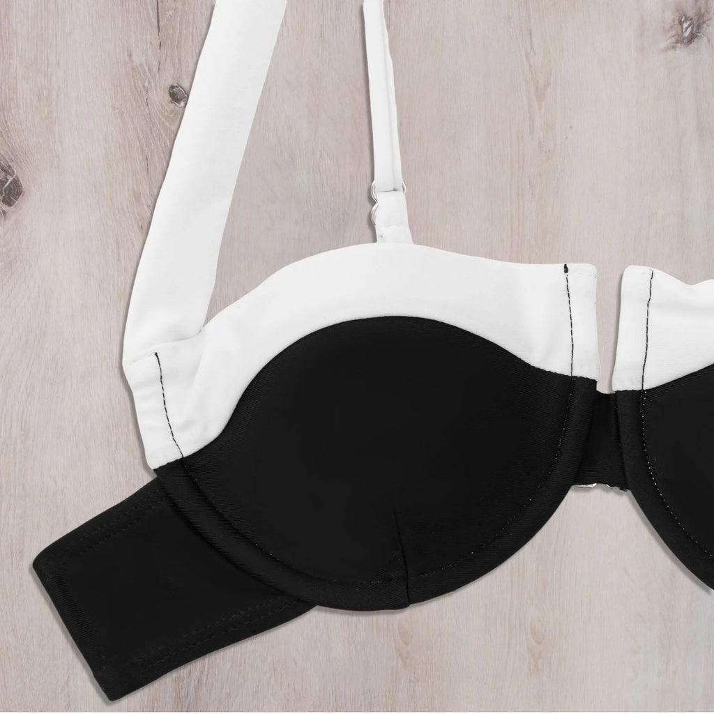 White split swimsuit set with high elasticity backless design for women
