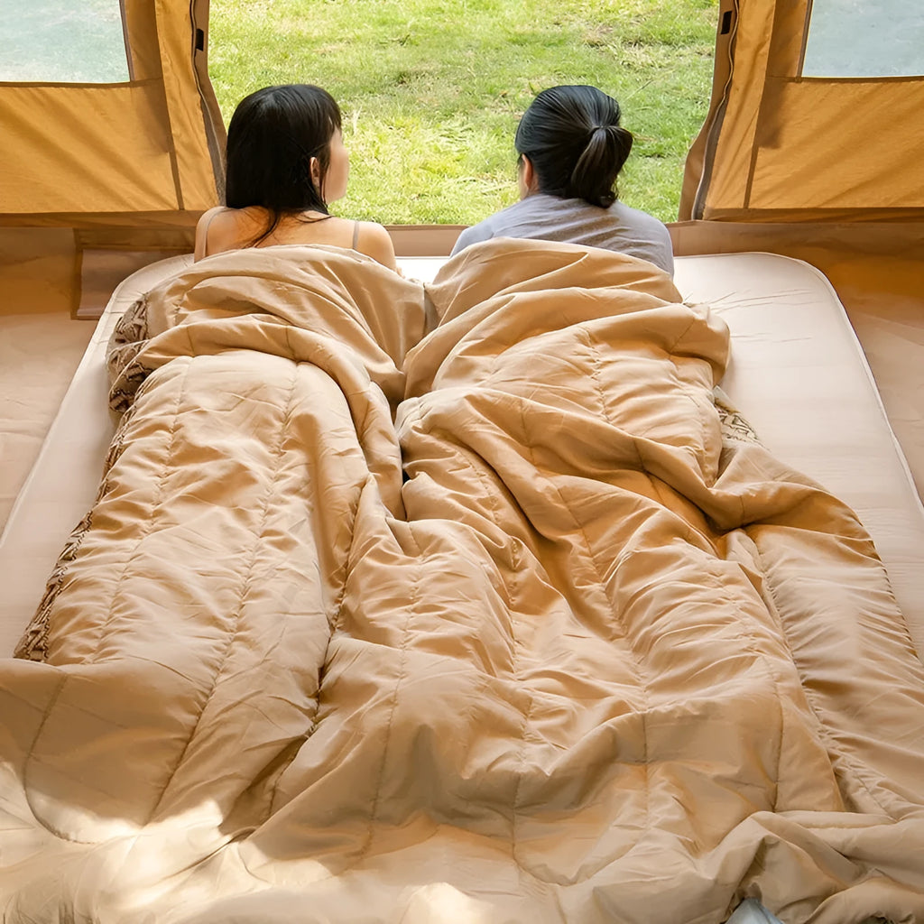 Four seasons adult camping sleeping bag with storage bag in three colour options
