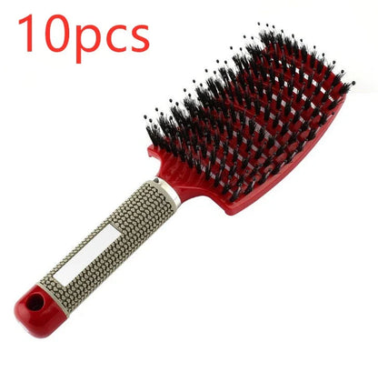 Detangling hairbrush with bristle and nylon teeth for effortless hair management and scalp massage