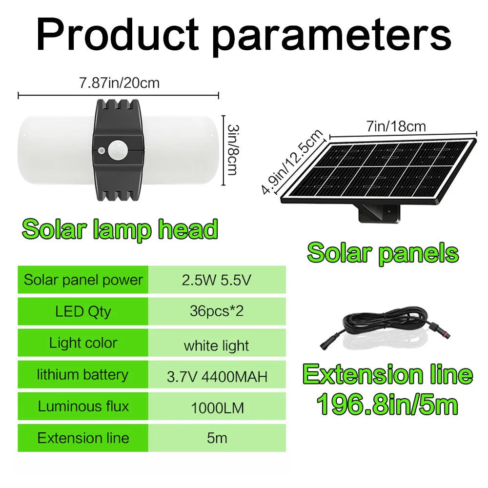 Black outdoor solar floodlight with motion sensor on wall bracket