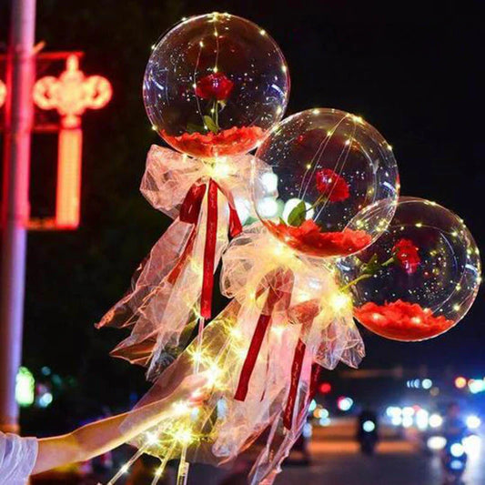 Luminous Balloon Rose Bouquet with LED lighting creating a magical ambiance for celebrations