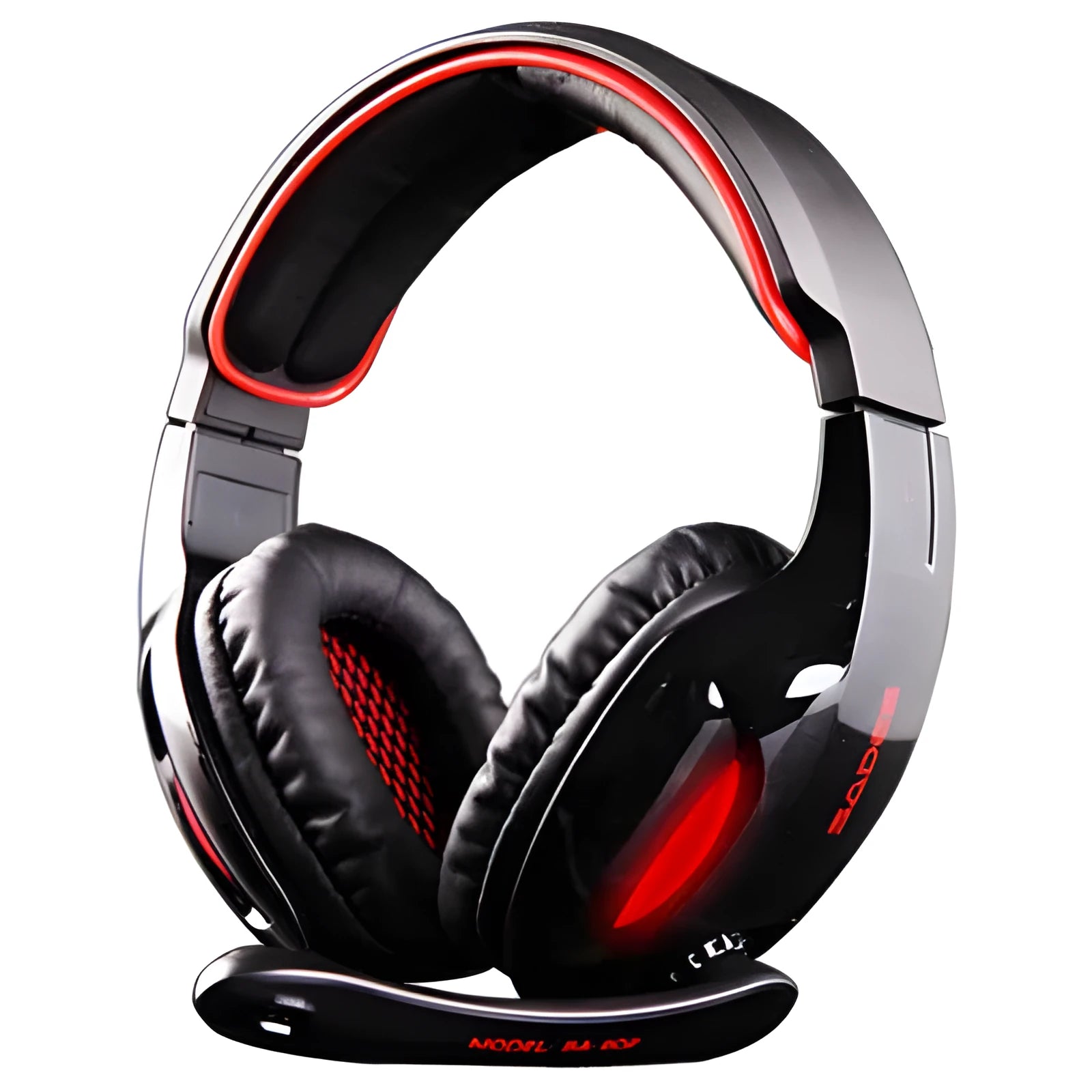 Black SADES SA902 wired USB gaming headset with LED lights and over-ear design.