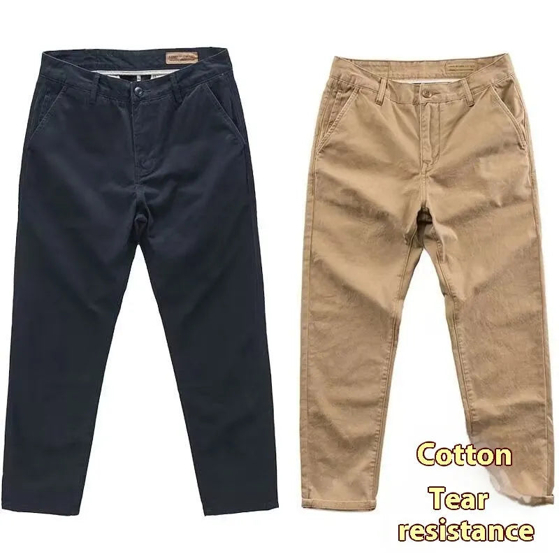 Men's slim fit casual trousers in micro elastic washed fabric with straight leg styling in solid colours