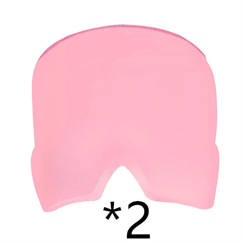 Soothing ice gel eye mask for headache relief, featuring a cooling gel pack and premium elastic cloth for a comfortable fit