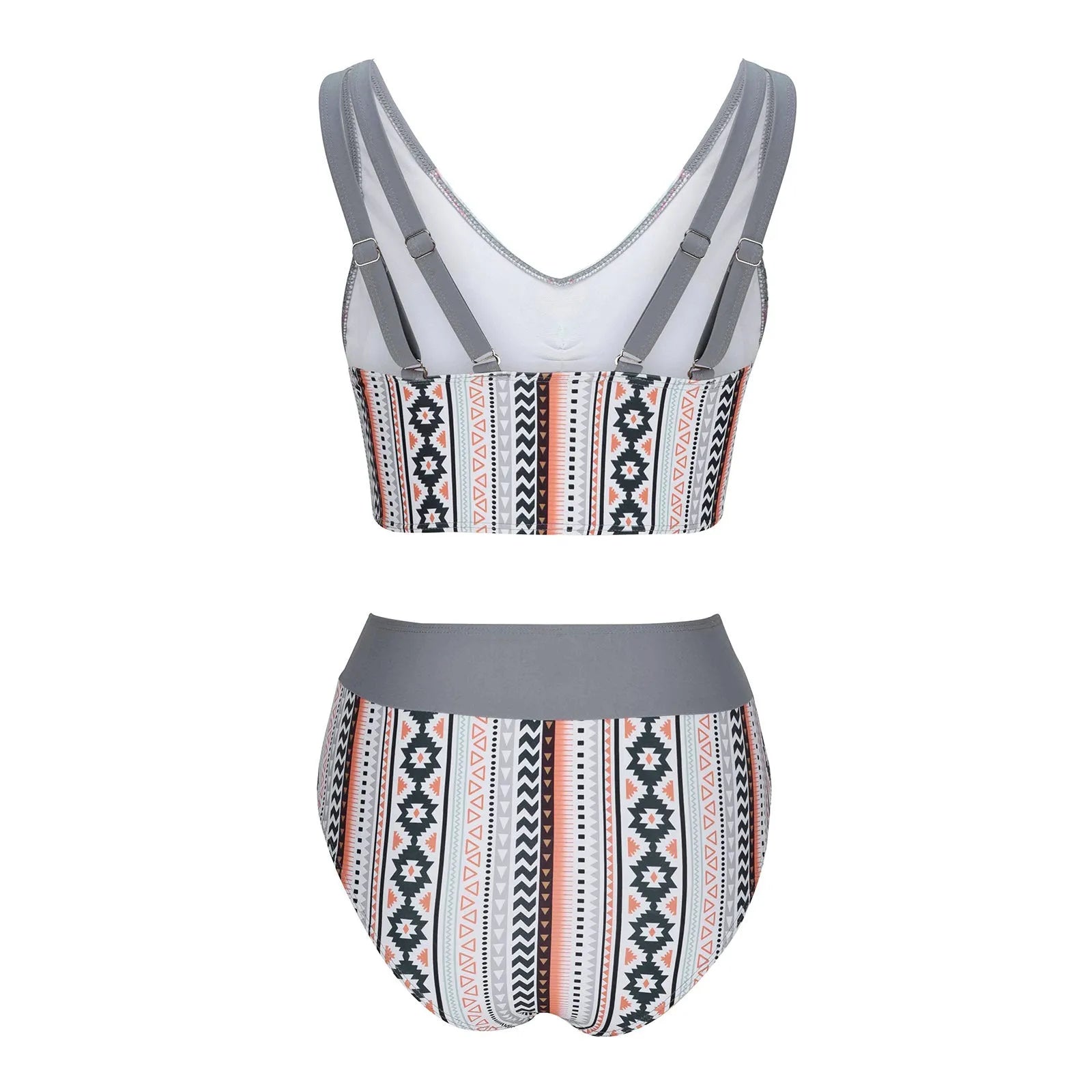 Blue women's one-piece swimsuit with cross-strap back, shown on a mannequin.