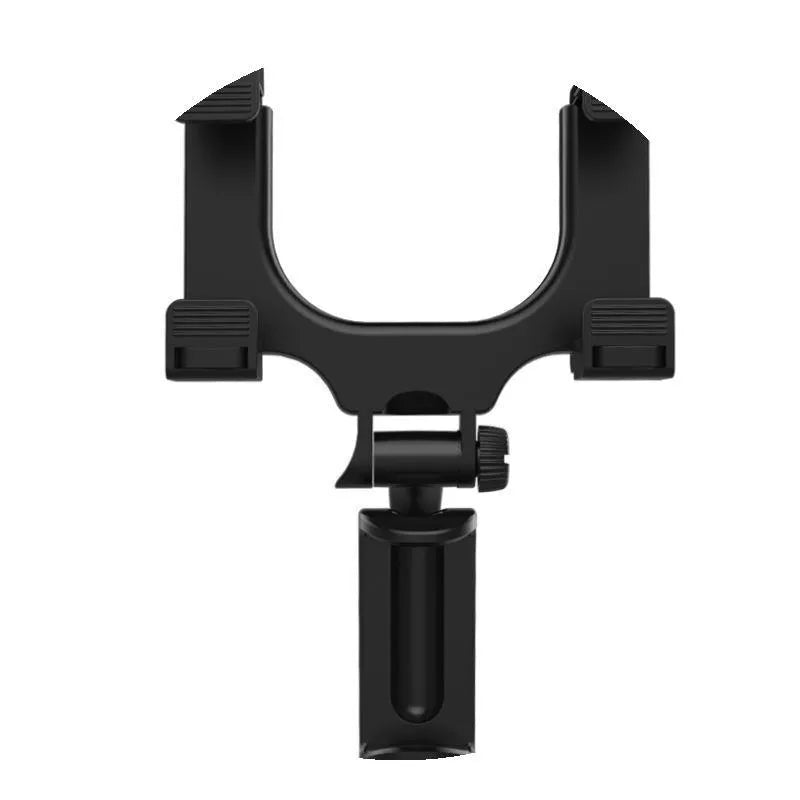 Black car rearview mirror phone holder V68200 with buckle-type fixing attached to a car mirror