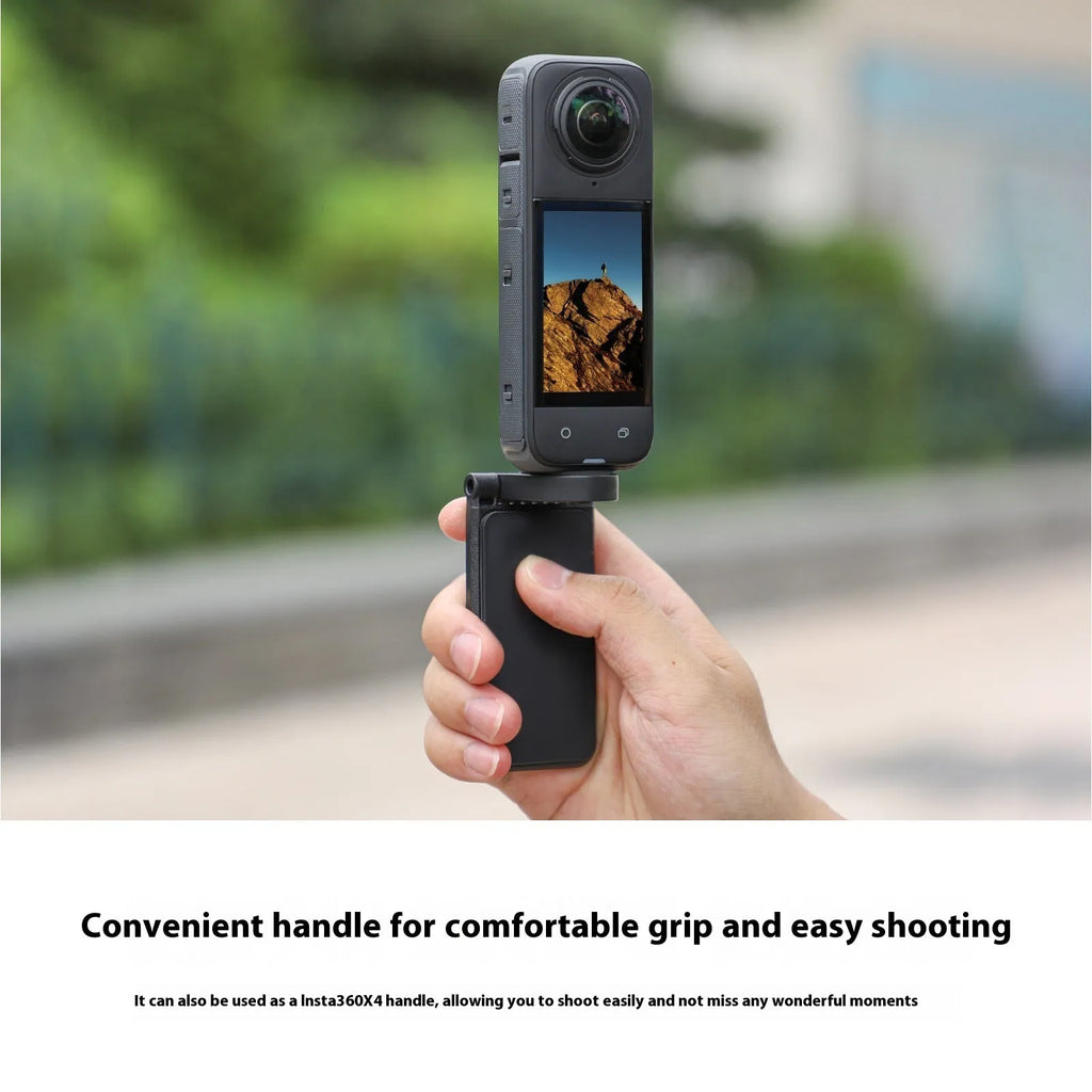 Black desktop camera bracket base with adjustable handle for Insta360 X4