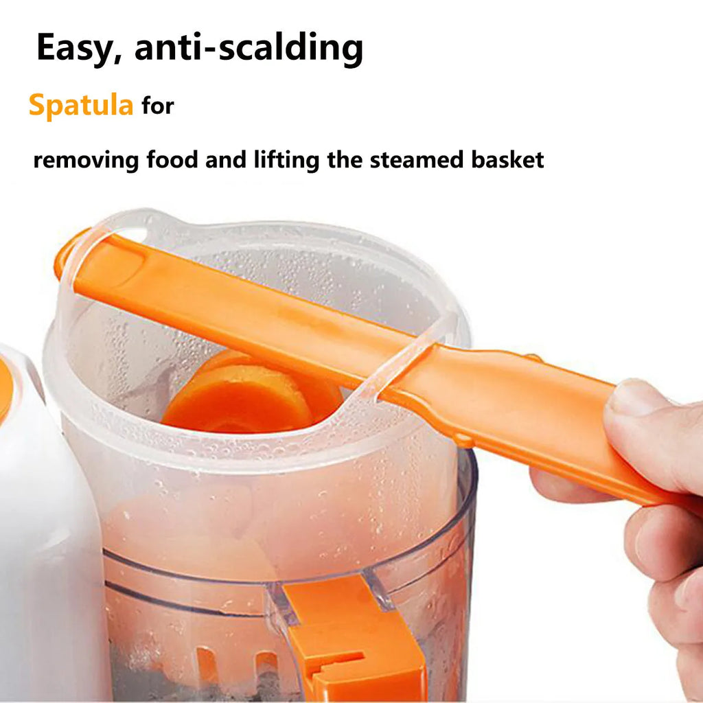 Multi-function baby food processor in light green with steam and blend functions, 190ml capacity, and BPA-free construction