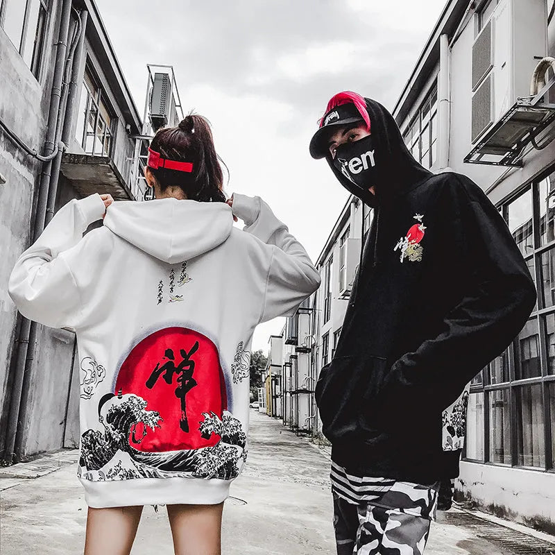 Men loose fit polyester hoodie with hood, digital print, patch pocket, black colour for spring autumn sports