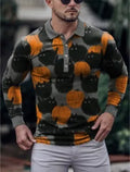 Men's 3D printed striped casual long-sleeved top in polyester available multiple colours sizes