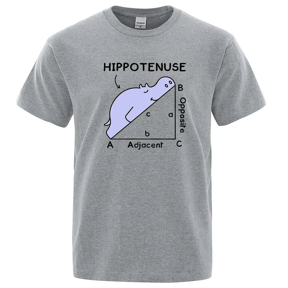 Loose-fit cotton t-shirt with Hippotenuse Opposite Adjacent mathematical print in army green.