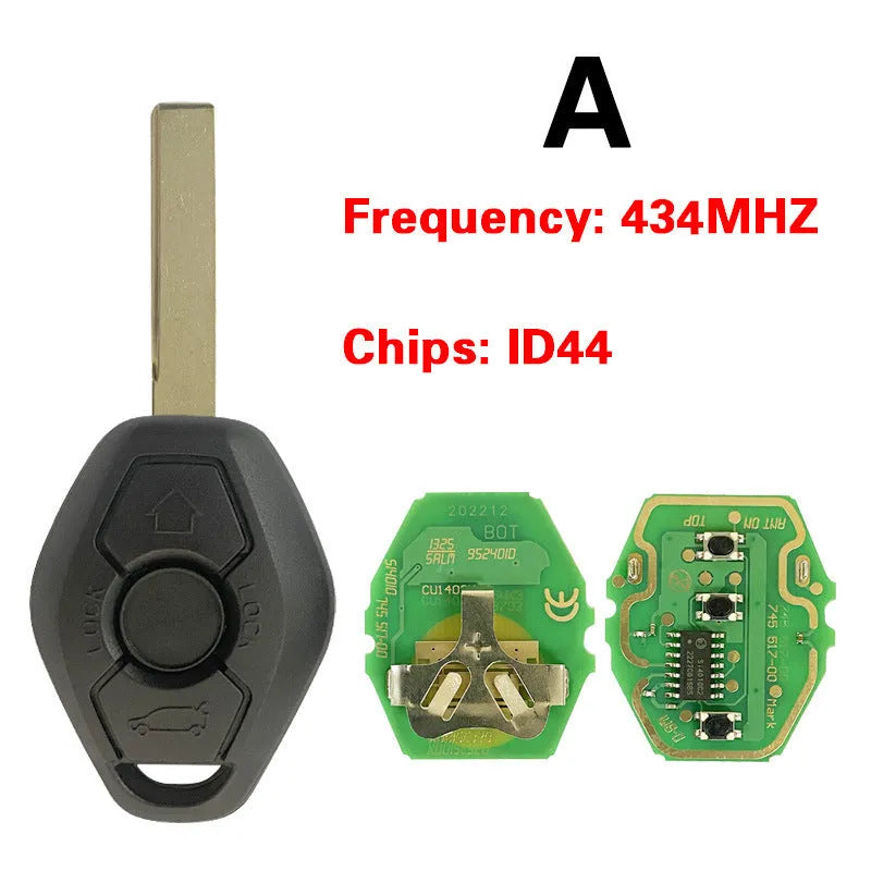 BMW replacement remote key with three buttons and straight blade for 1998-2005 models
