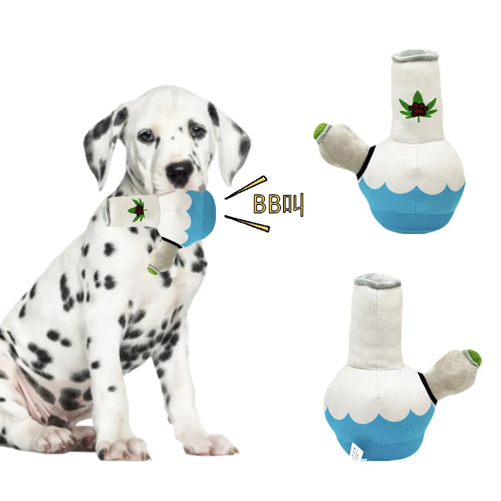 24cm plush dog toy with printed picture designs for biting-resistant play