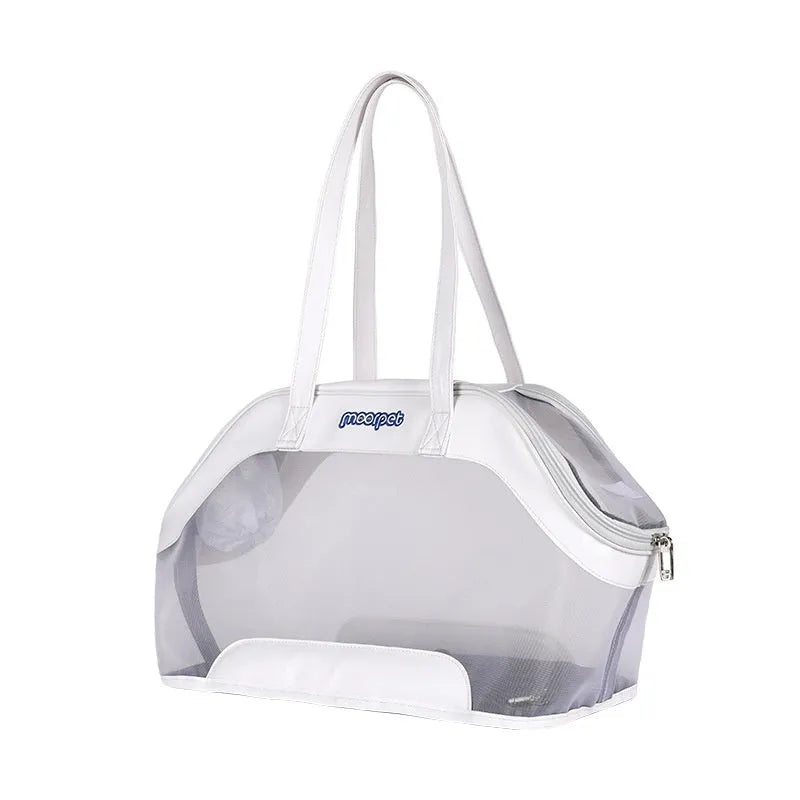 MOORPET genuine leather cat carry bag in Milan White colour with 25L capacity
