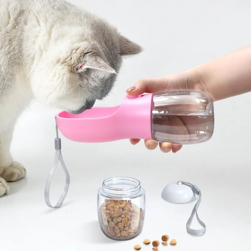 Pet dual-use water cup for dogs plastic detachable 300ml water 100g grain capacity green colour