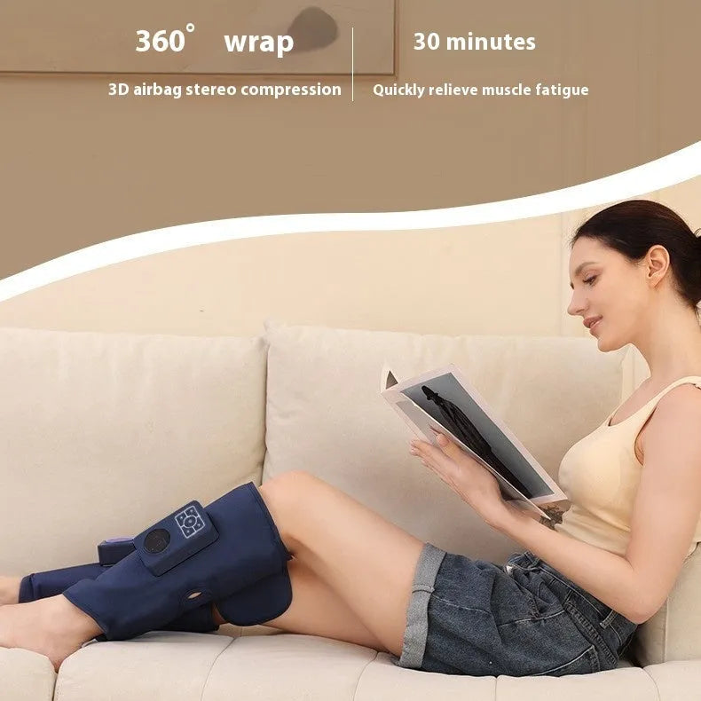Leg massage instrument calf airbag heating massager with EMS electric pulse and ultrasonic vibration, one pair