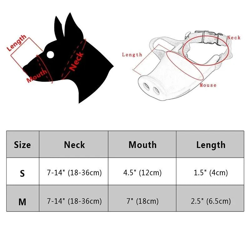 Blue silicone anti-bite mouth cover for dogs showing flexible construction and adjustable sizing