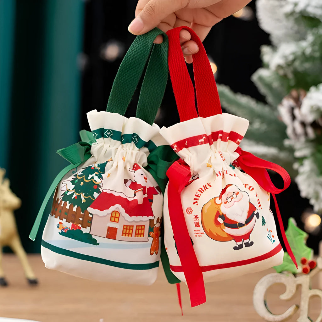 Christmas gift packing box in red fabric with handle three sizes available