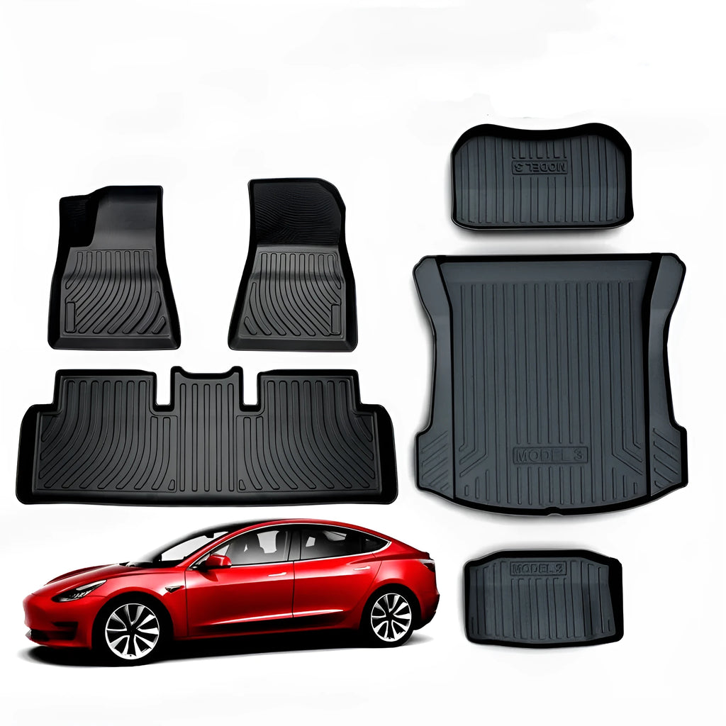 Rubber floor mat with TPE footrest for Tesla Model 3, Y, X, and S cars