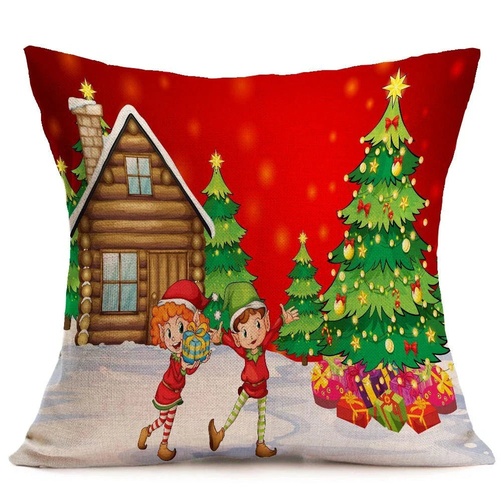 Cozy Christmas throw pillow with a festive pattern, perfect for adding holiday cheer to any living space.