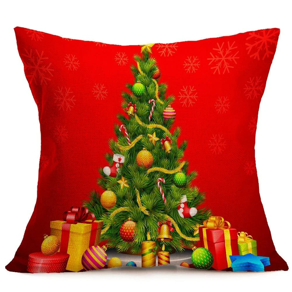 Cozy Christmas throw pillow with a festive pattern, perfect for adding holiday cheer to any living space.