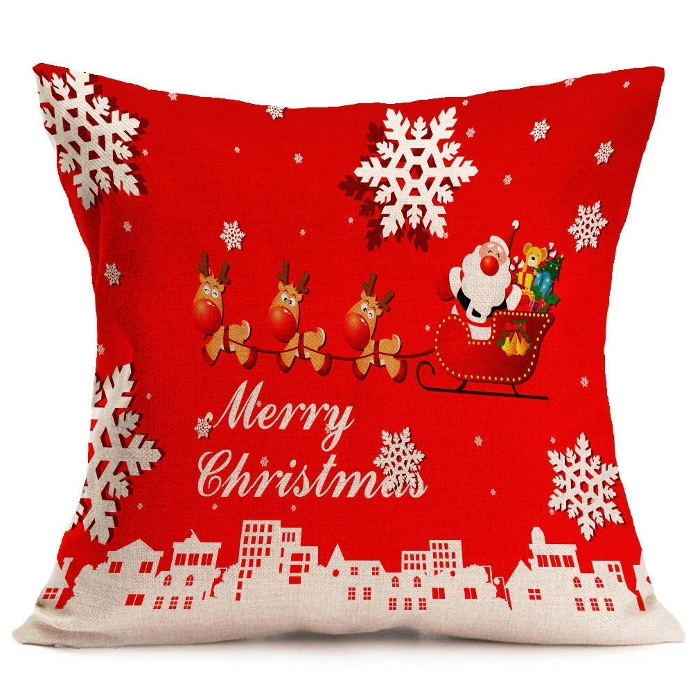 Cozy Christmas throw pillow with a festive pattern, perfect for adding holiday cheer to any living space.