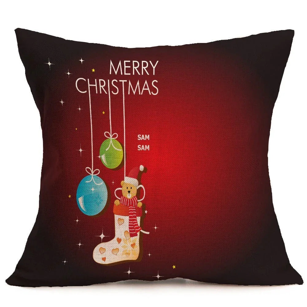 Cozy Christmas throw pillow with a festive pattern, perfect for adding holiday cheer to any living space.