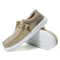 Men's green and orange canvas casual shoes with mosaic pattern detailing and rubber soles