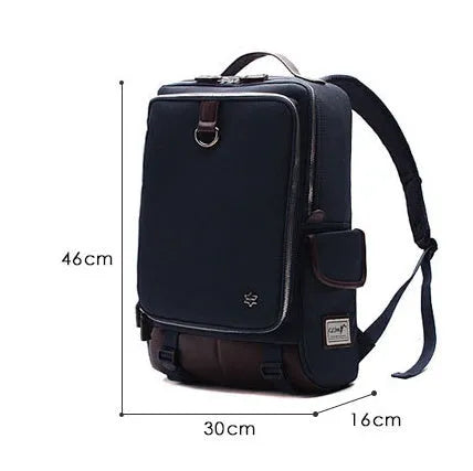 Modern men's backpack in durable Oxford cloth, shown in Army Green colour, with dimensions 30cm wide by 46cm high.