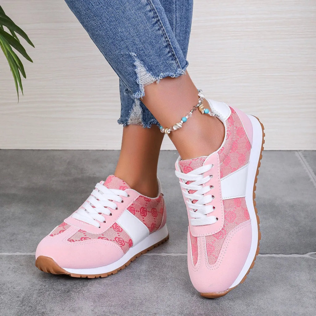 Women's oversized casual lace-up shoes in khaki with cross-strap design and round toe