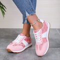 Women's oversized casual lace-up shoes in khaki with cross-strap design and round toe