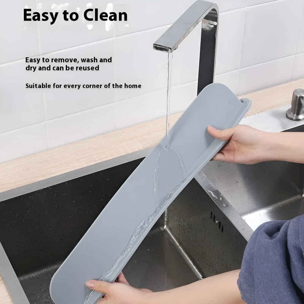 Silicone kitchen sink water blocking plate showing grey, blue and black colour options