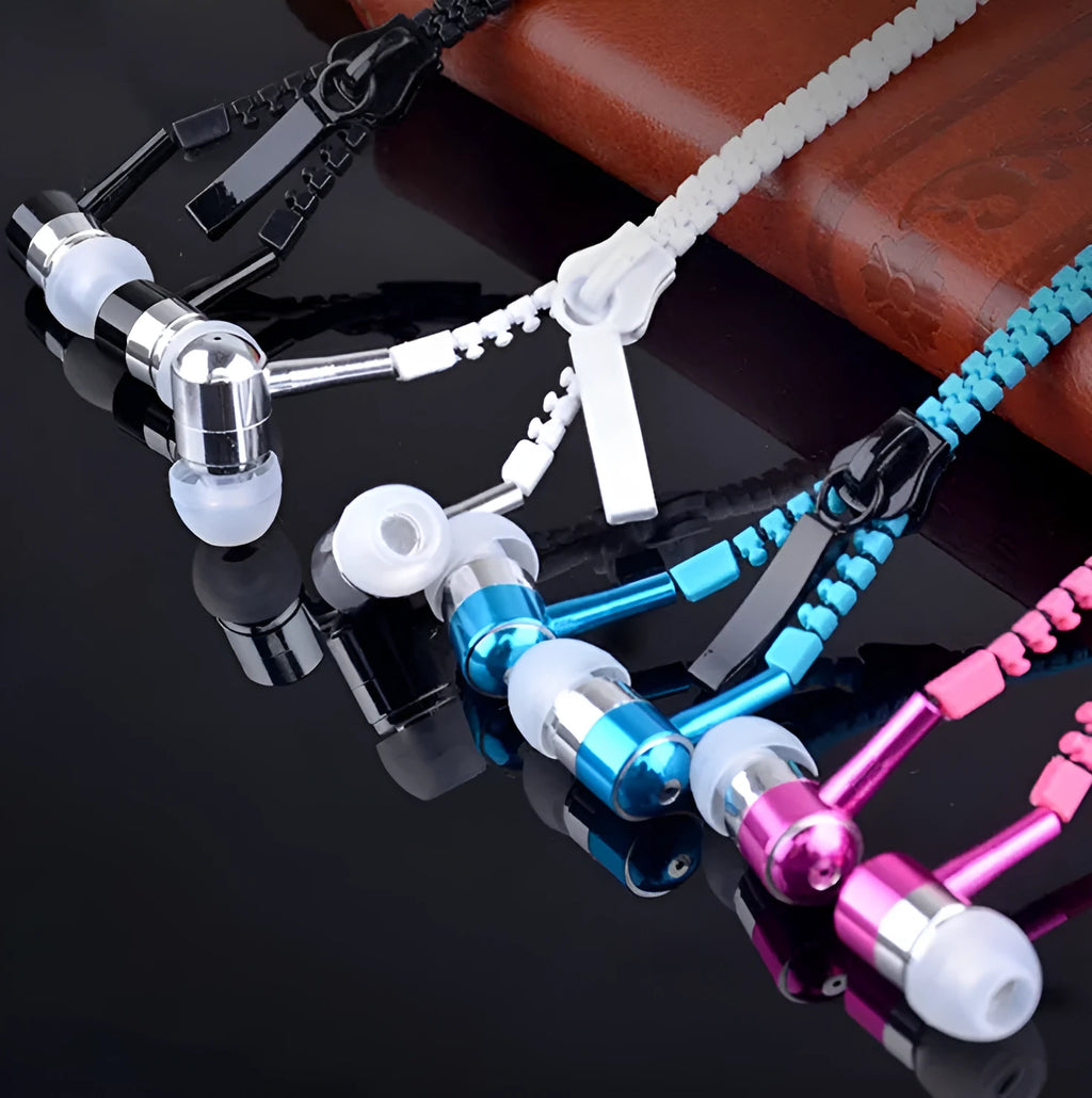 Wired in-ear earphones with 3.5mm audio jack and microphone, black colour, on white background.